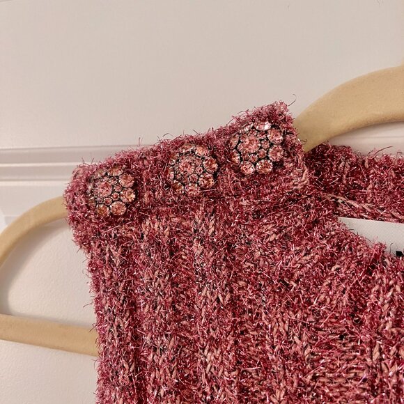 Ganni Pink Metallic Thread Sweater Vest - Picture 3 of 6